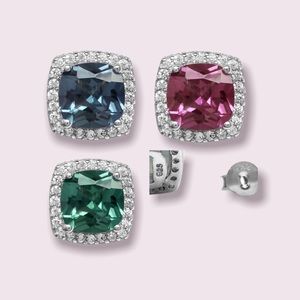 New Cushion Large Genuine Alexandrite Post Buttons 14K